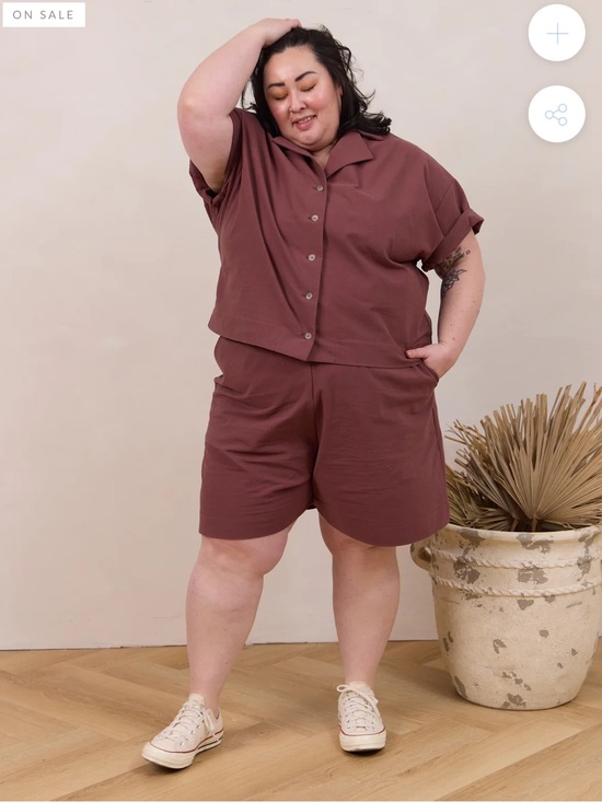 Free Label Tops - NWOT Free Label Short Sleeve Button-Up Top Warm Mauve- size XL